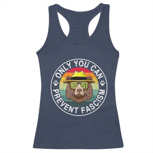 Only You Can Prevent Fascism Racerback Tank Top Protect National Parks Bear Resist TS02 Navy Print Your Wear