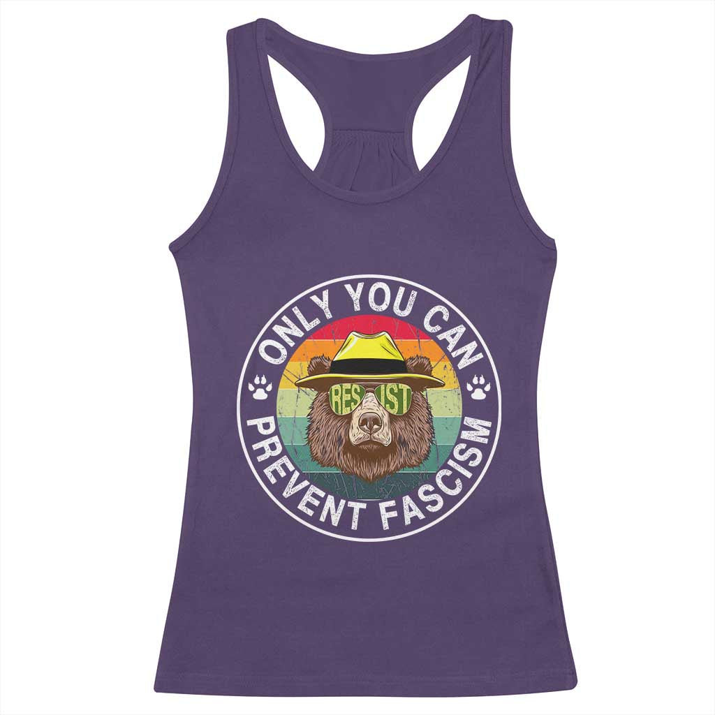 Only You Can Prevent Fascism Racerback Tank Top Protect National Parks Bear Resist TS02 Purple Print Your Wear