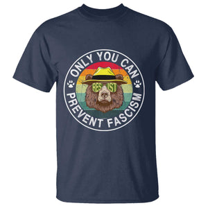 Only You Can Prevent Fascism T Shirt Protect National Parks Bear Resist TS02 Navy Print Your Wear