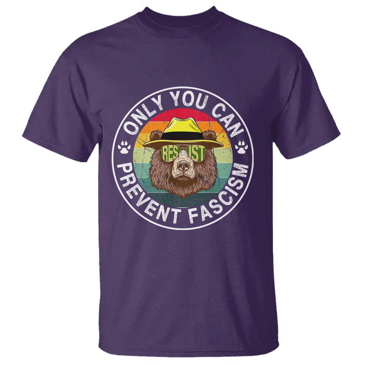 Only You Can Prevent Fascism T Shirt Protect National Parks Bear Resist TS02 Purple Print Your Wear