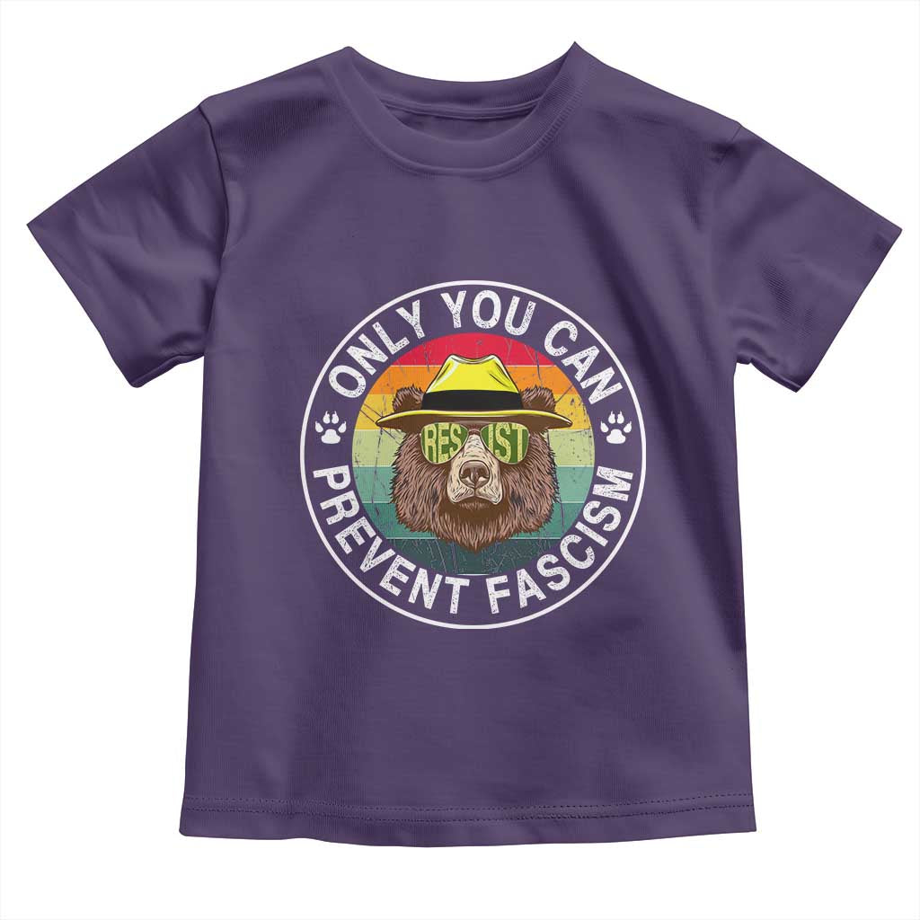Only You Can Prevent Fascism Toddler T Shirt Protect National Parks Bear Resist TS02 Purple Print Your Wear
