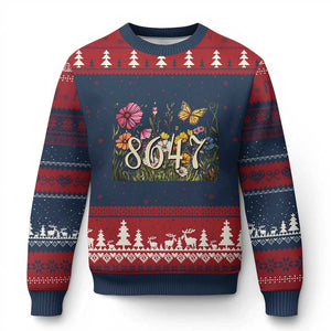 Funny 8647 Subtle Sarcasm Ugly Christmas Sweater Floral Boho Style TS02 Navy Red Print Your Wear