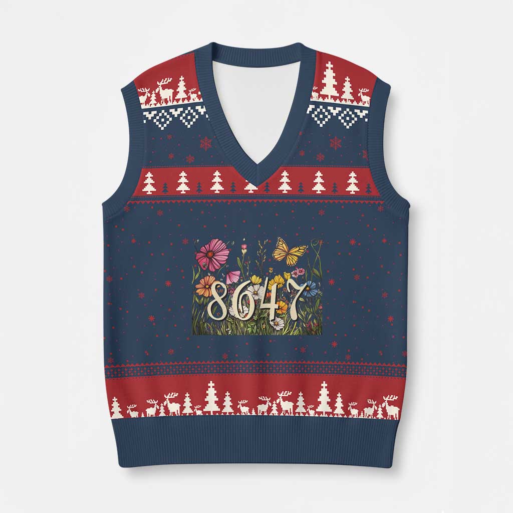 Funny 8647 Subtle Sarcasm V-Neck Knit Sweater Vest Floral Boho Style TS02 Navy Red Print Your Wear