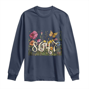 Funny 8647 Subtle Sarcasm Long Sleeve Shirt Floral Boho Style TS02 Navy Print Your Wear