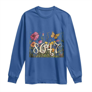 Funny 8647 Subtle Sarcasm Long Sleeve Shirt Floral Boho Style TS02 Royal Blue Print Your Wear