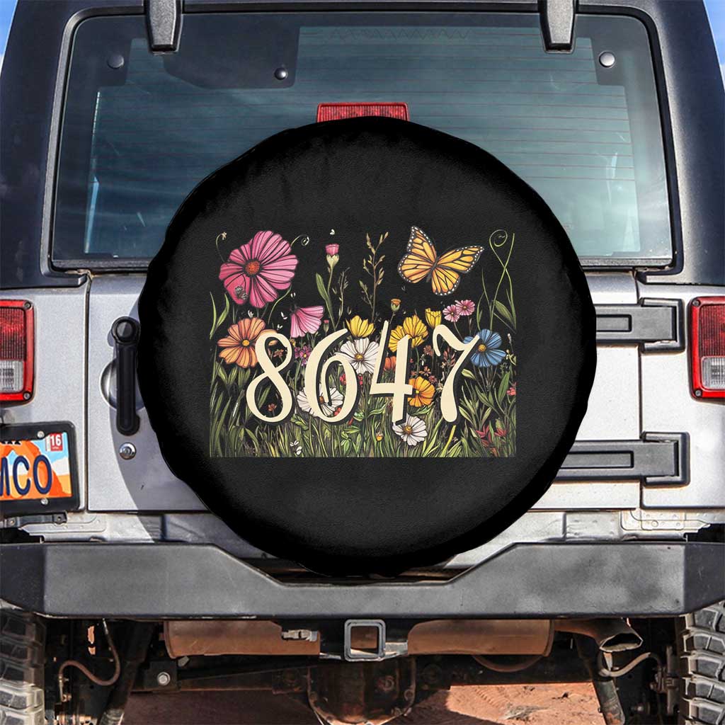 Funny 8647 Subtle Sarcasm Spare Tire Cover Floral Boho Style TS02 No hole Black Print Your Wear