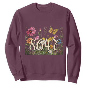 Funny 8647 Subtle Sarcasm Sweatshirt Floral Boho Style TS02 Maroon Print Your Wear