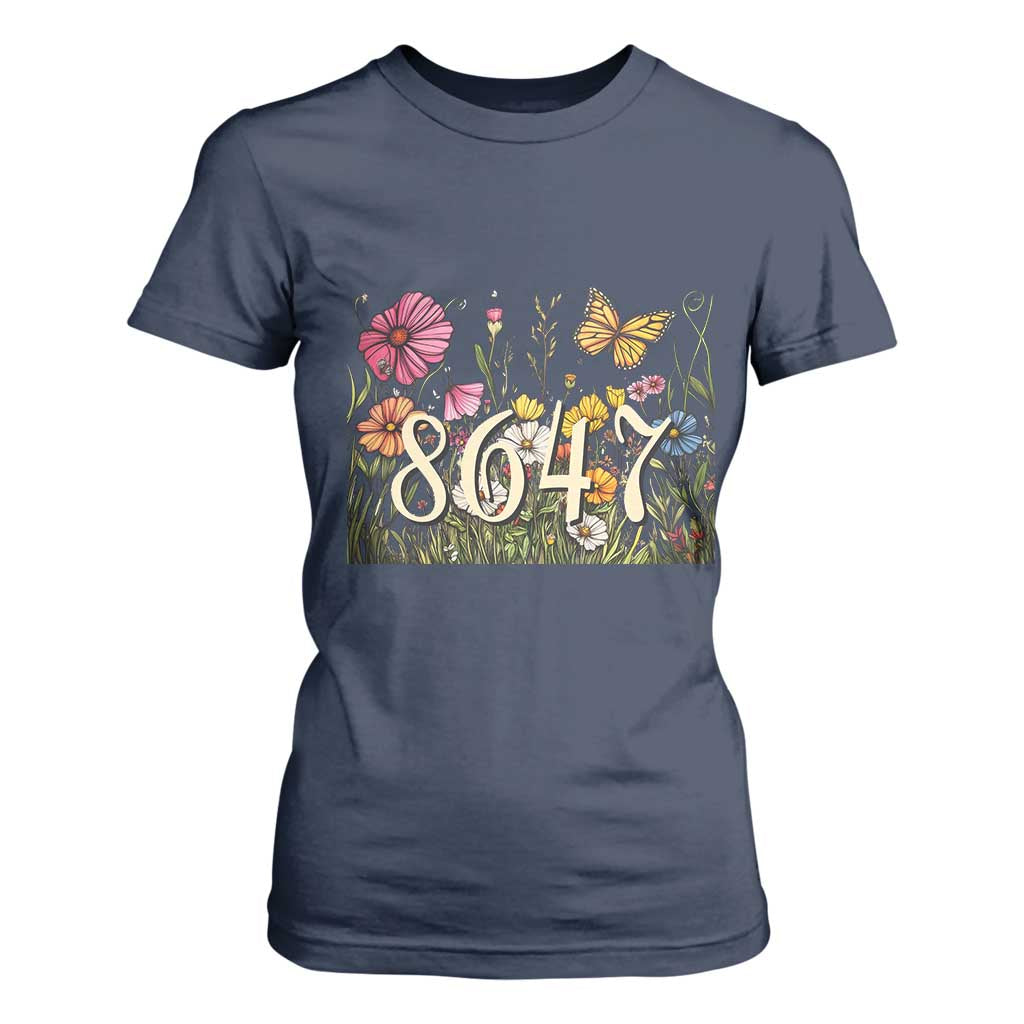 Funny 8647 Subtle Sarcasm T Shirt For Women Floral Boho Style TS02 Navy Print Your Wear