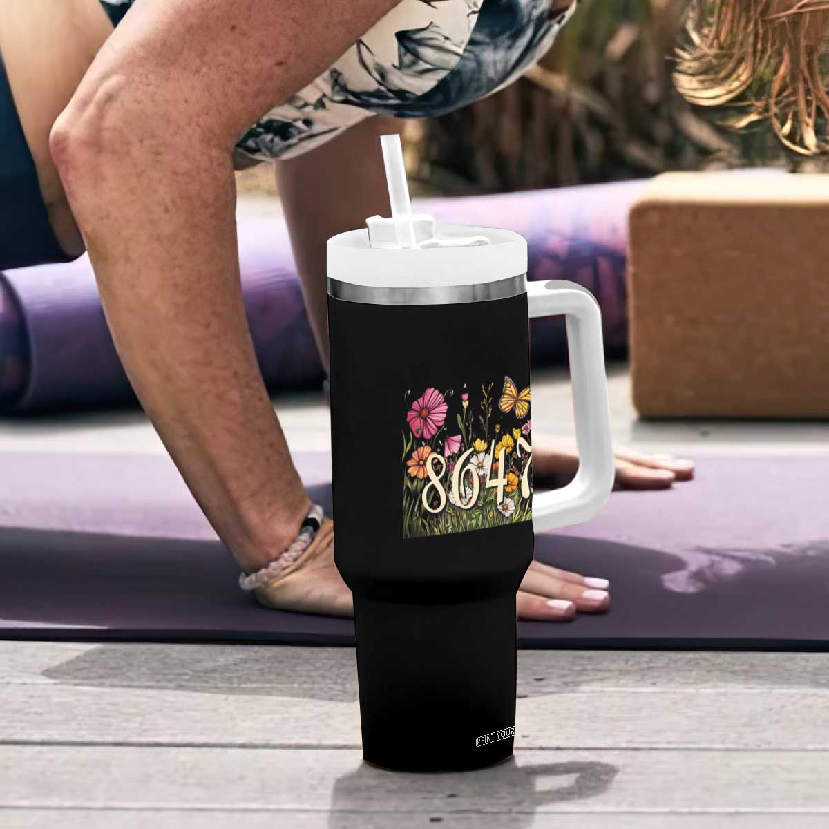 Funny 8647 Subtle Sarcasm Tumbler With Handle Floral Boho Style TS02 Print Your Wear