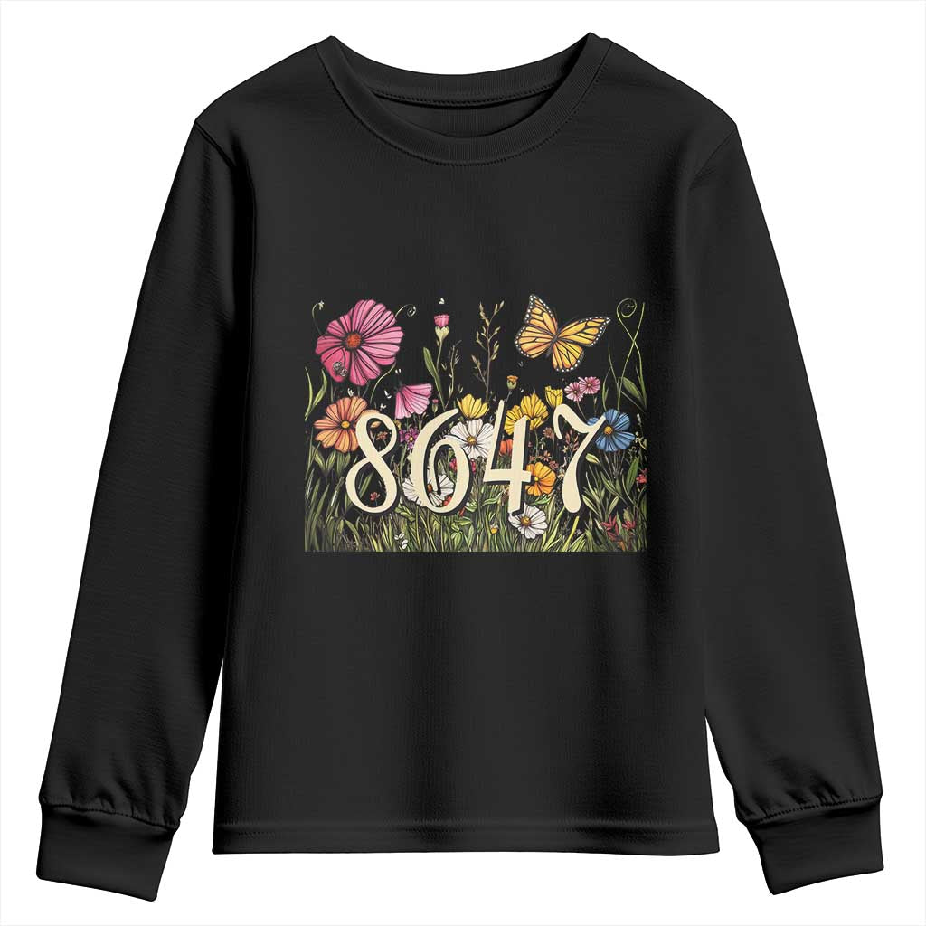 Funny 8647 Subtle Sarcasm Youth Sweatshirt Floral Boho Style TS02 Black Print Your Wear