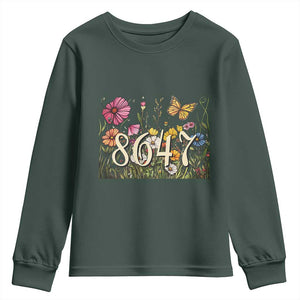 Funny 8647 Subtle Sarcasm Youth Sweatshirt Floral Boho Style TS02 Dark Forest Green Print Your Wear