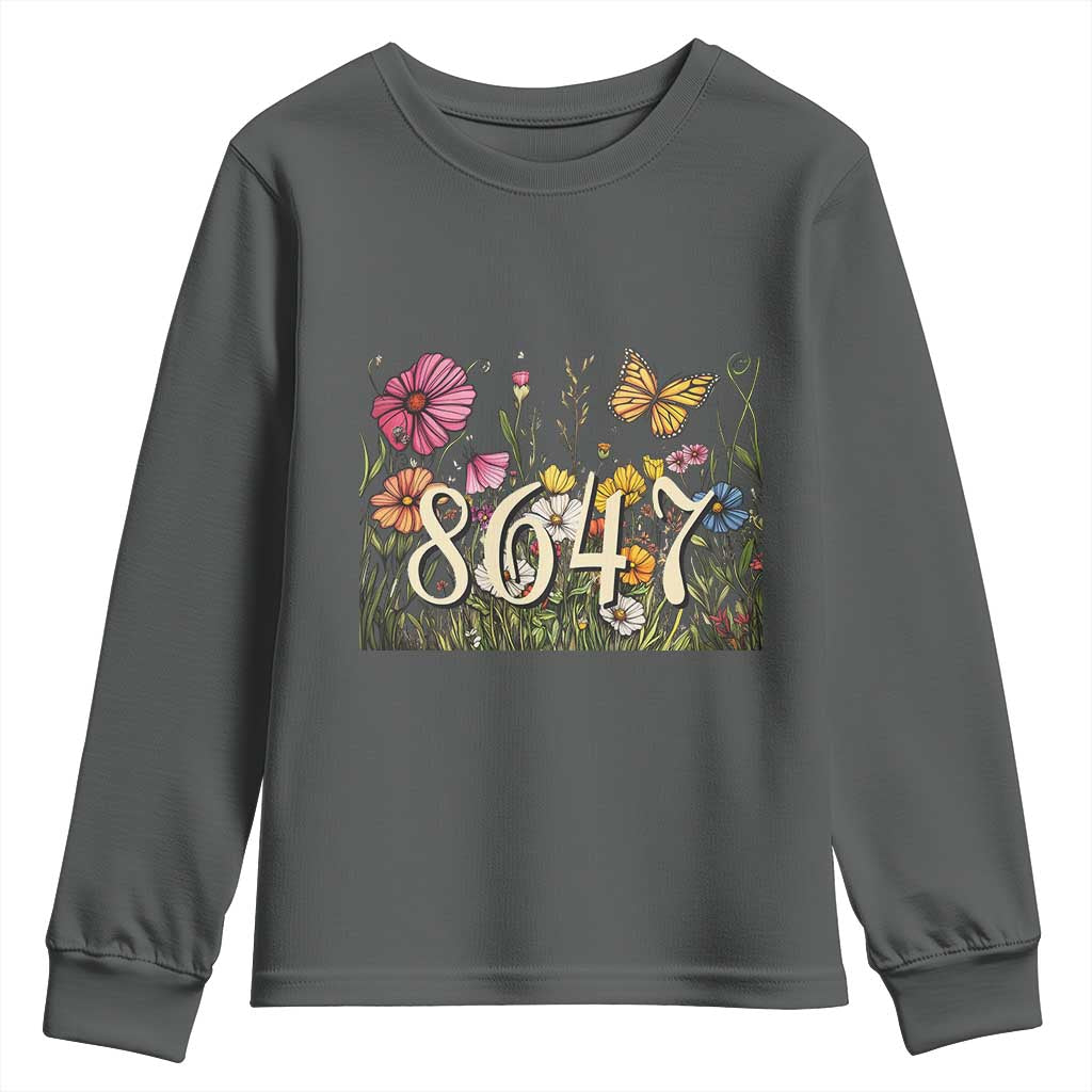 Funny 8647 Subtle Sarcasm Youth Sweatshirt Floral Boho Style TS02 Dark Heather Print Your Wear
