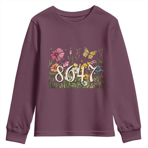 Funny 8647 Subtle Sarcasm Youth Sweatshirt Floral Boho Style TS02 Maroon Print Your Wear