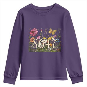 Funny 8647 Subtle Sarcasm Youth Sweatshirt Floral Boho Style TS02 Purple Print Your Wear