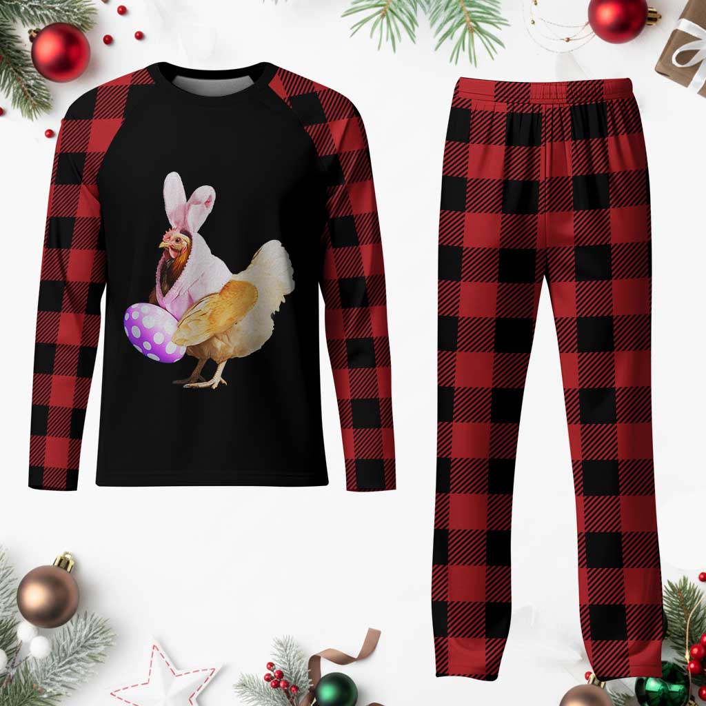 Funny Chicken Bunny Plaid Pajama Set Happy Easter Eggs Farm TS02 Buffalo Plaid Print Your Wear