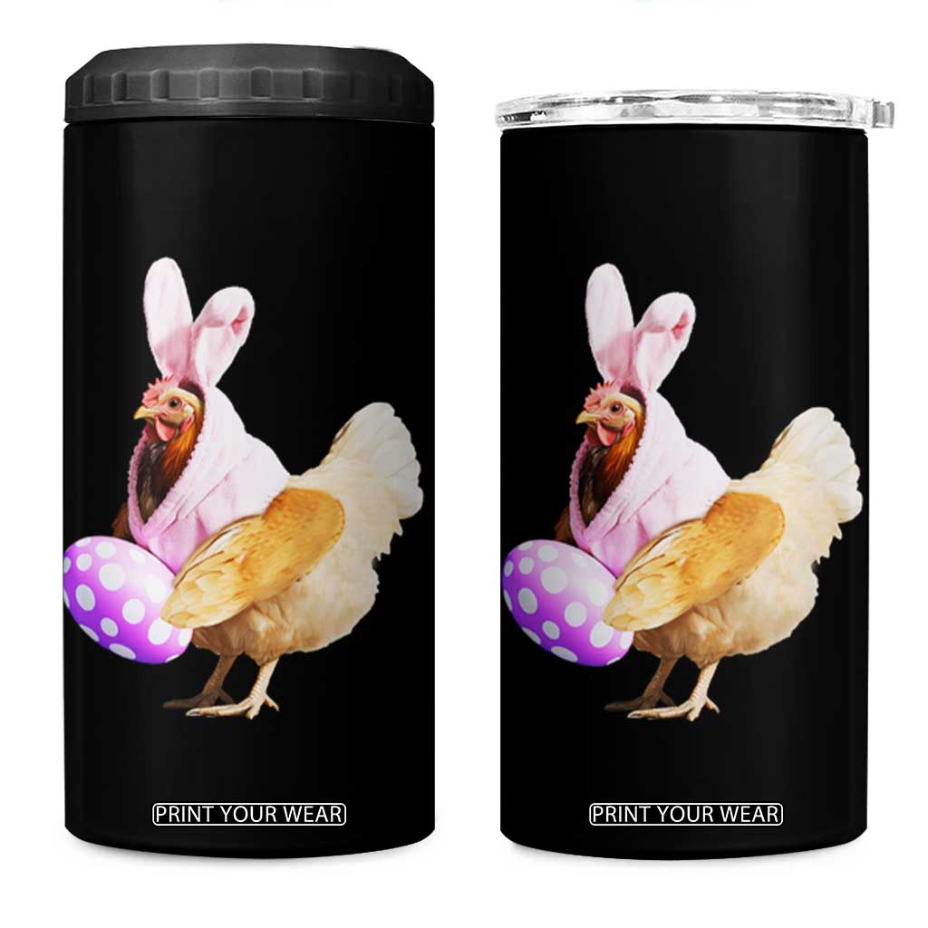 Funny Chicken Bunny 4 in 1 Can Cooler Tumbler Happy Easter Eggs Farm TS02 One Size: 16 oz Black Print Your Wear