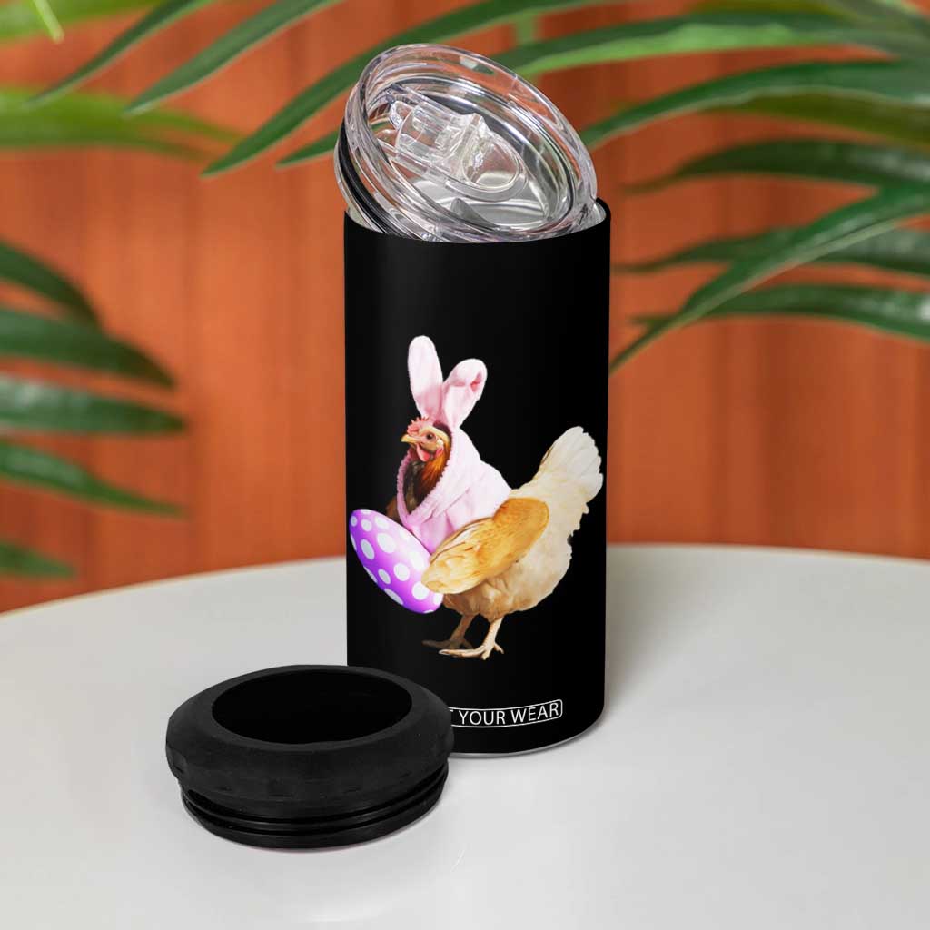 Funny Chicken Bunny 4 in 1 Can Cooler Tumbler Happy Easter Eggs Farm TS02 Print Your Wear