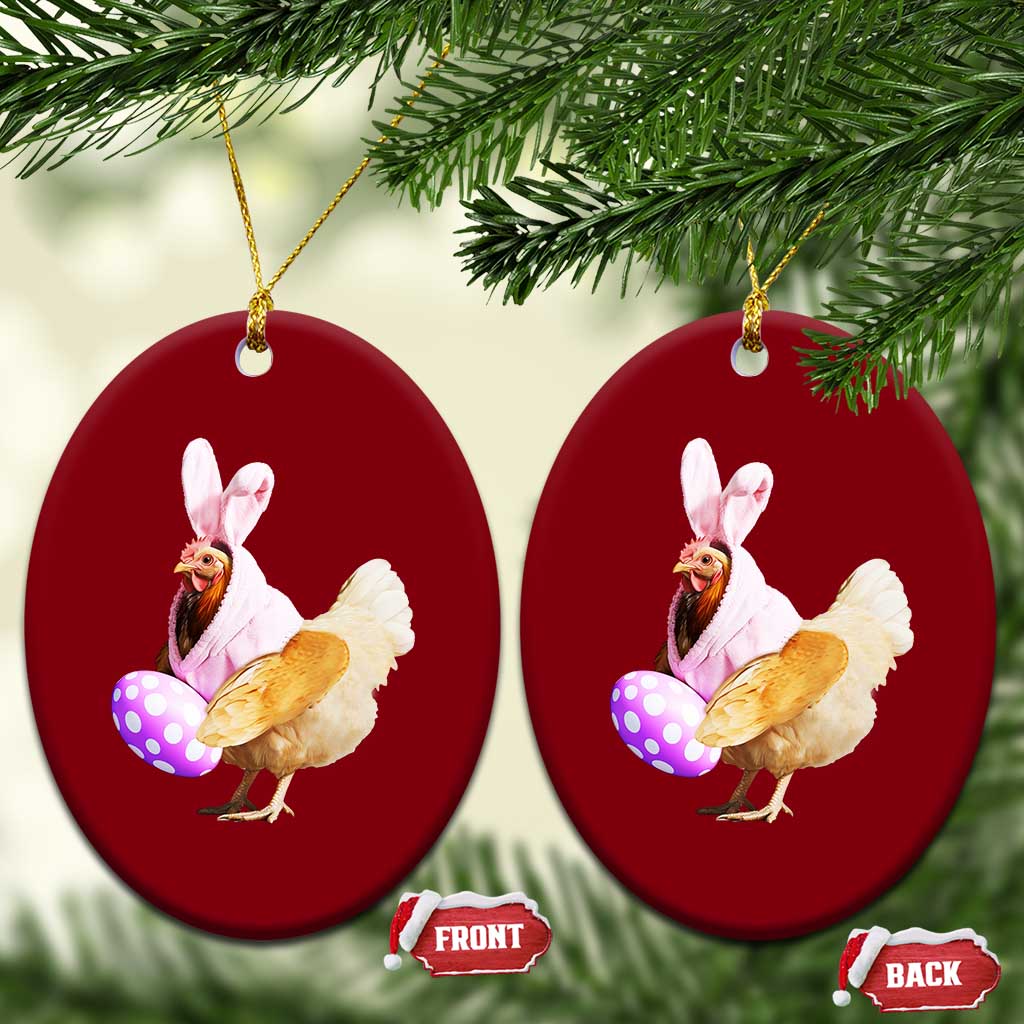 Funny Chicken Bunny Ceramic Ornament Happy Easter Eggs Farm TS02 Print Your Wear