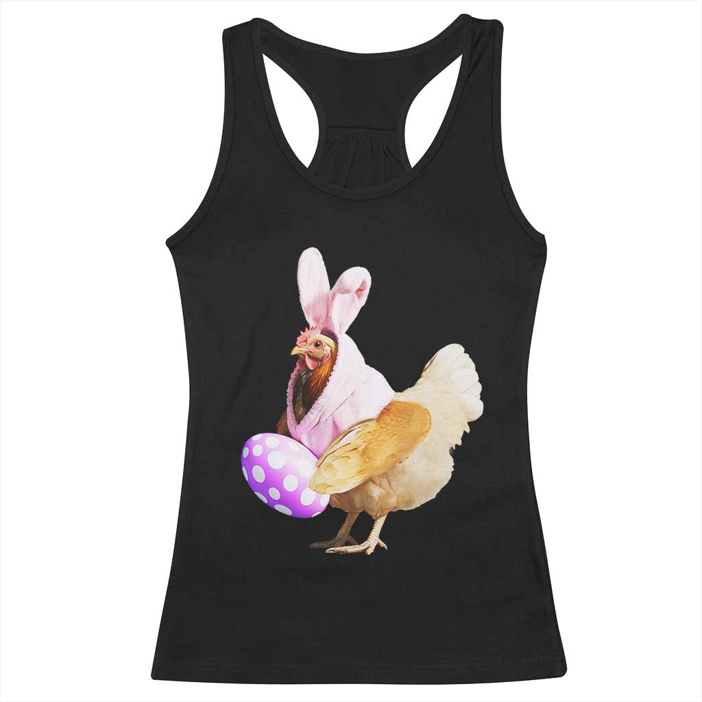 Funny Chicken Bunny Racerback Tank Top Happy Easter Eggs Farm TS02 Black Print Your Wear