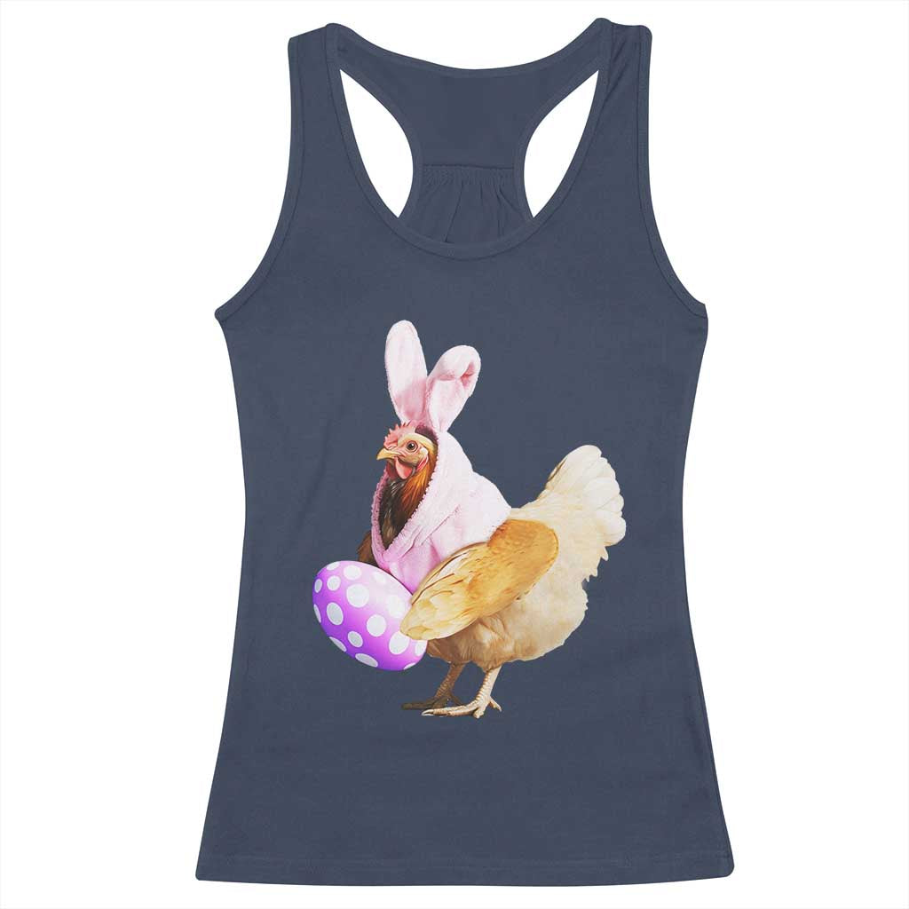 Funny Chicken Bunny Racerback Tank Top Happy Easter Eggs Farm TS02 Navy Print Your Wear