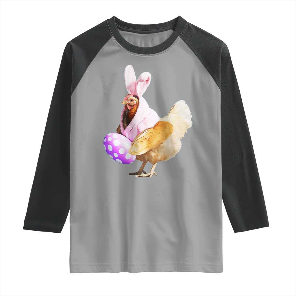 Funny Chicken Bunny Raglan Shirt Happy Easter Eggs Farm TS02 Sport Gray Black Print Your Wear