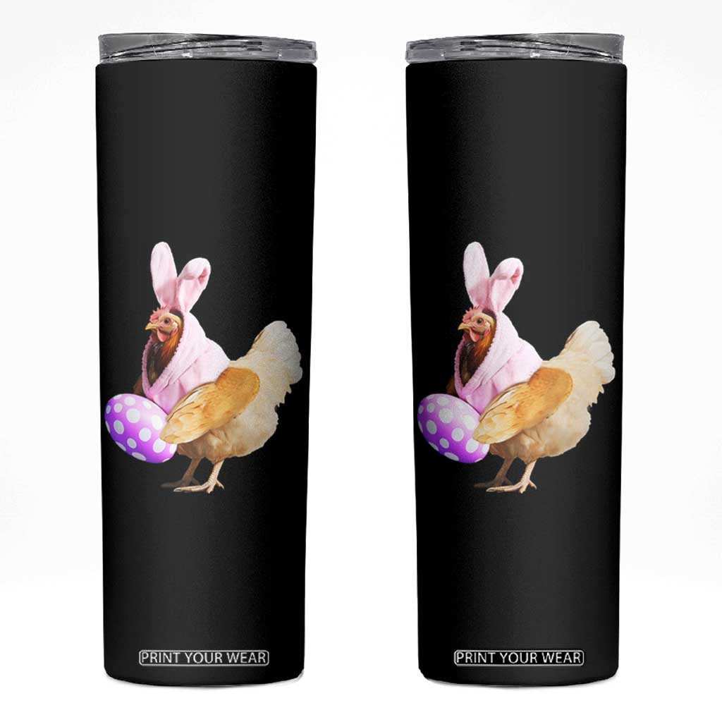 Funny Chicken Bunny Skinny Tumbler Happy Easter Eggs Farm TS02 Black Print Your Wear