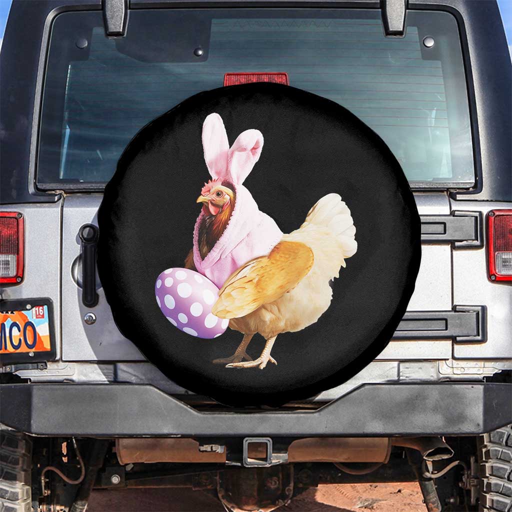 Funny Chicken Bunny Spare Tire Cover Happy Easter Eggs Farm TS02 No hole Black Print Your Wear