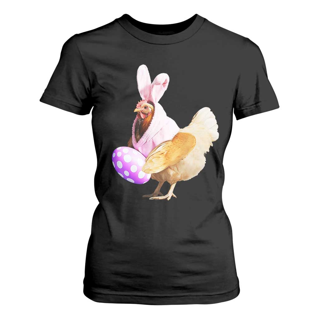 Funny Chicken Bunny T Shirt For Women Happy Easter Eggs Farm TS02 Black Print Your Wear