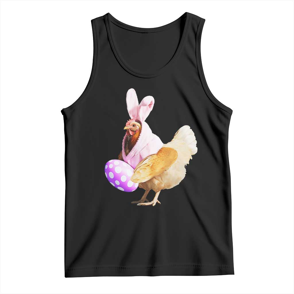 Funny Chicken Bunny Tank Top Happy Easter Eggs Farm TS02 Black Print Your Wear