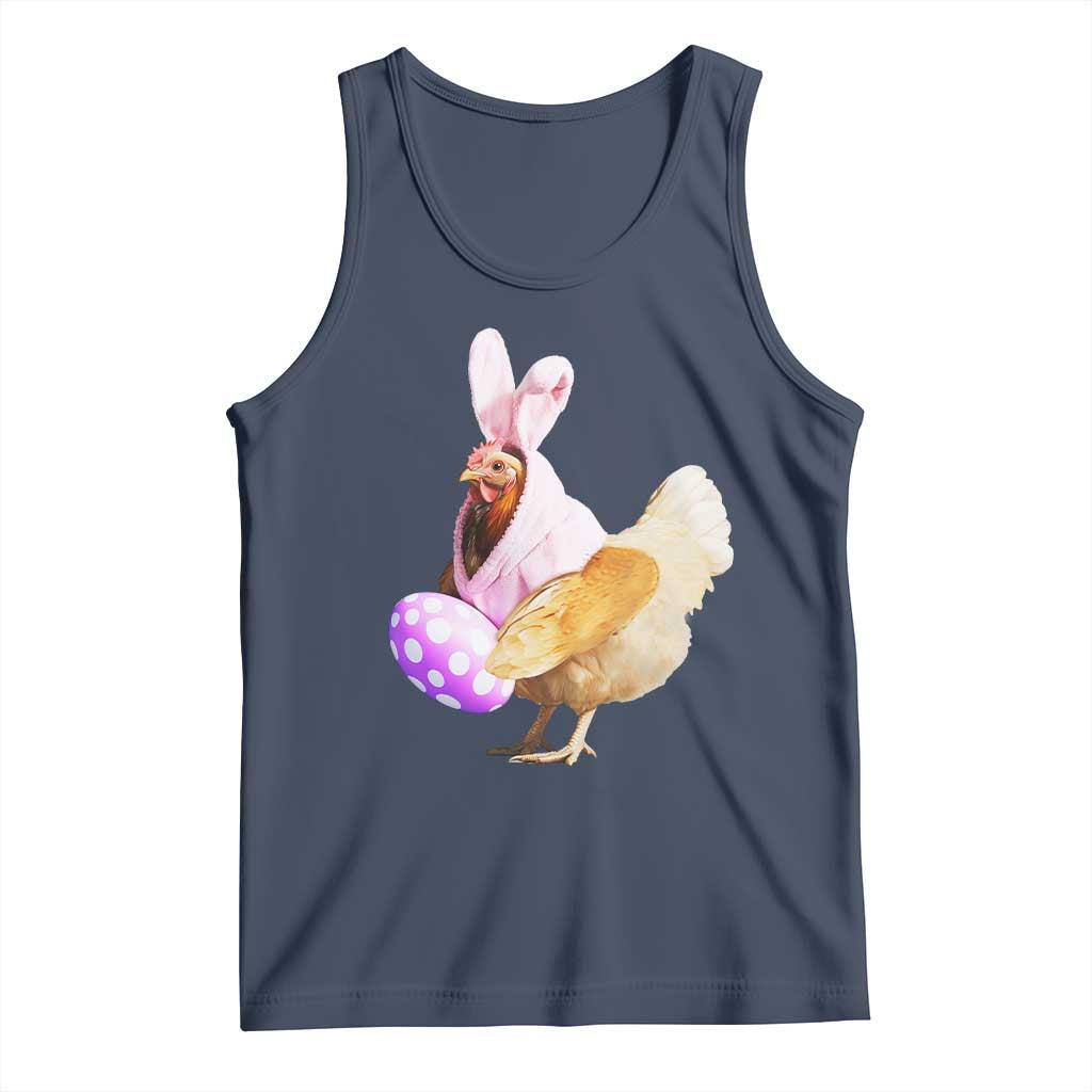 Funny Chicken Bunny Tank Top Happy Easter Eggs Farm TS02 Navy Print Your Wear