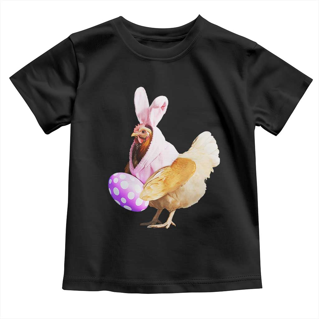 Funny Chicken Bunny Toddler T Shirt Happy Easter Eggs Farm TS02 Black Print Your Wear