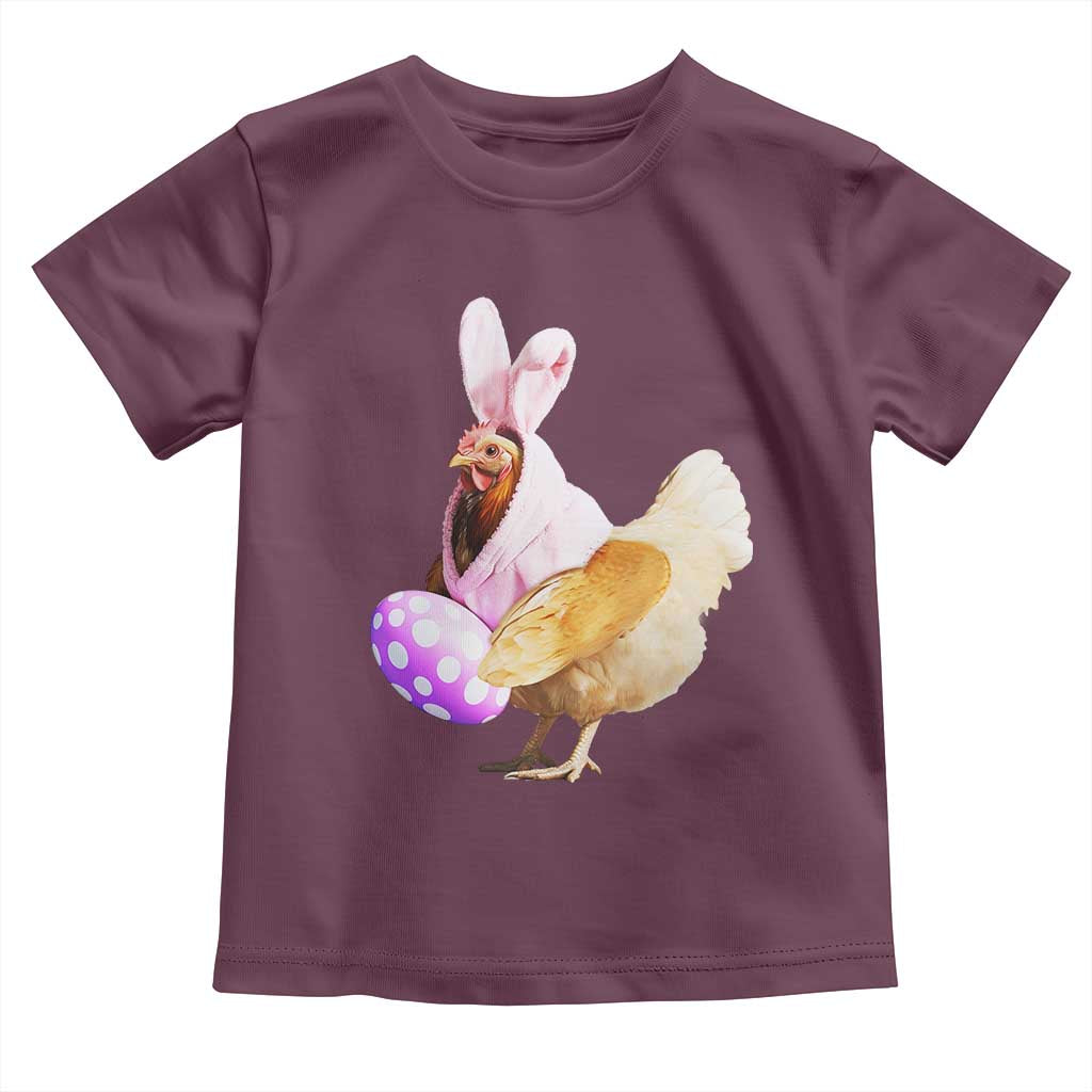 Funny Chicken Bunny Toddler T Shirt Happy Easter Eggs Farm TS02 Maroon Print Your Wear