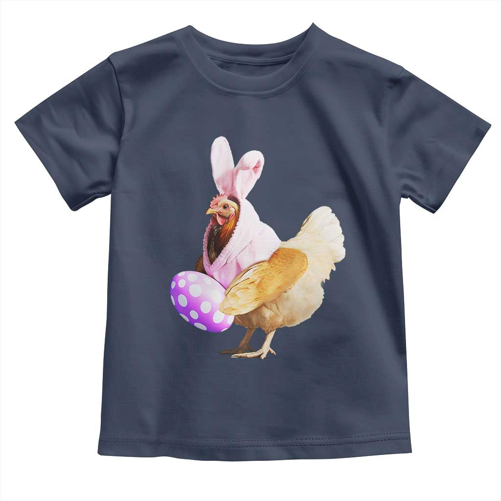 Funny Chicken Bunny Toddler T Shirt Happy Easter Eggs Farm TS02 Navy Print Your Wear
