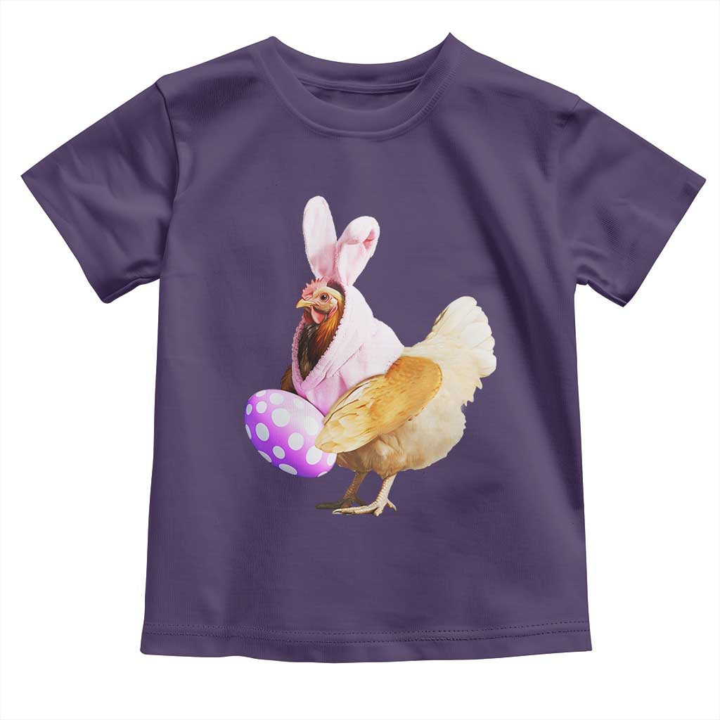 Funny Chicken Bunny Toddler T Shirt Happy Easter Eggs Farm TS02 Purple Print Your Wear