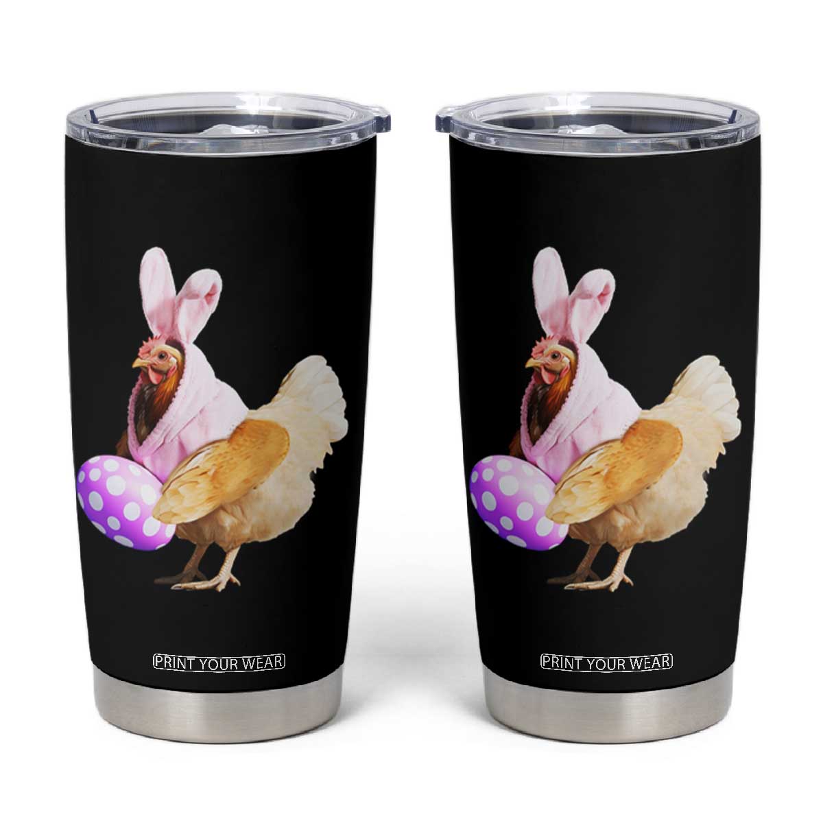 Funny Chicken Bunny Tumbler Cup Happy Easter Eggs Farm TS02 Black Print Your Wear