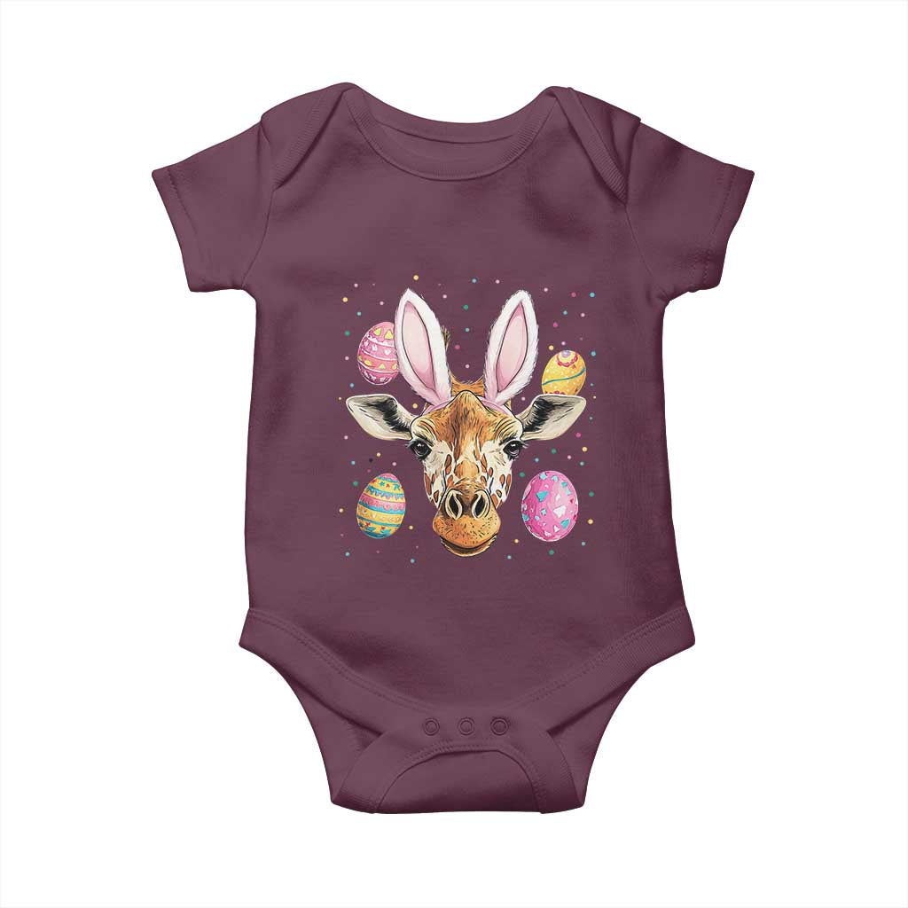 Funny Giraffe Bunny Baby Onesie Happy Easter Day Sunday TS02 Maroon Print Your Wear