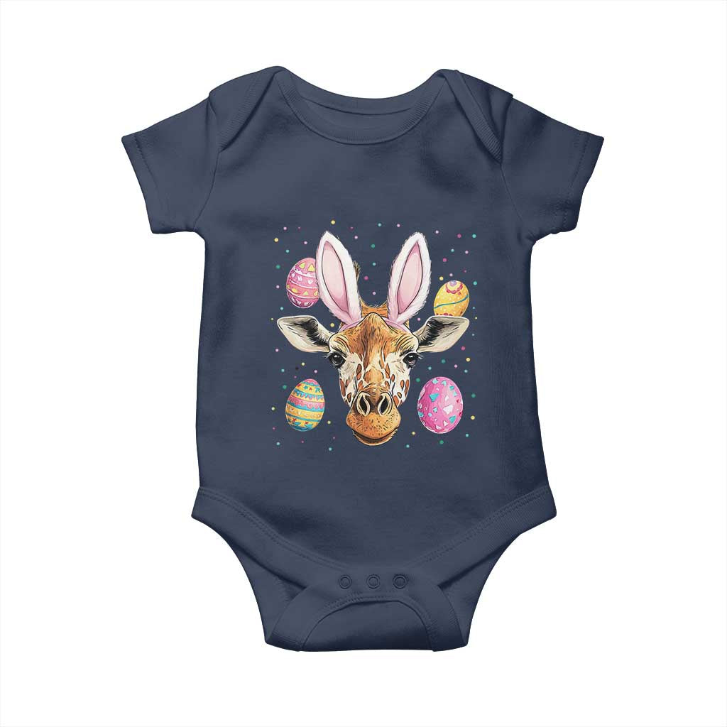 Funny Giraffe Bunny Baby Onesie Happy Easter Day Sunday TS02 Navy Print Your Wear