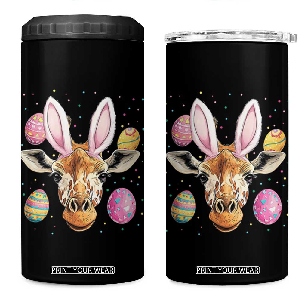 Funny Giraffe Bunny 4 in 1 Can Cooler Tumbler Happy Easter Day Sunday TS02 One Size: 16 oz Black Print Your Wear