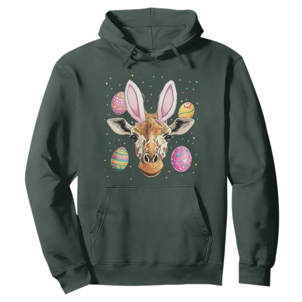 Funny Giraffe Bunny Hoodie Happy Easter Day Sunday TS02 Dark Forest Green Print Your Wear