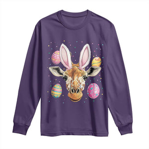 Funny Giraffe Bunny Long Sleeve Shirt Happy Easter Day Sunday TS02 Purple Print Your Wear