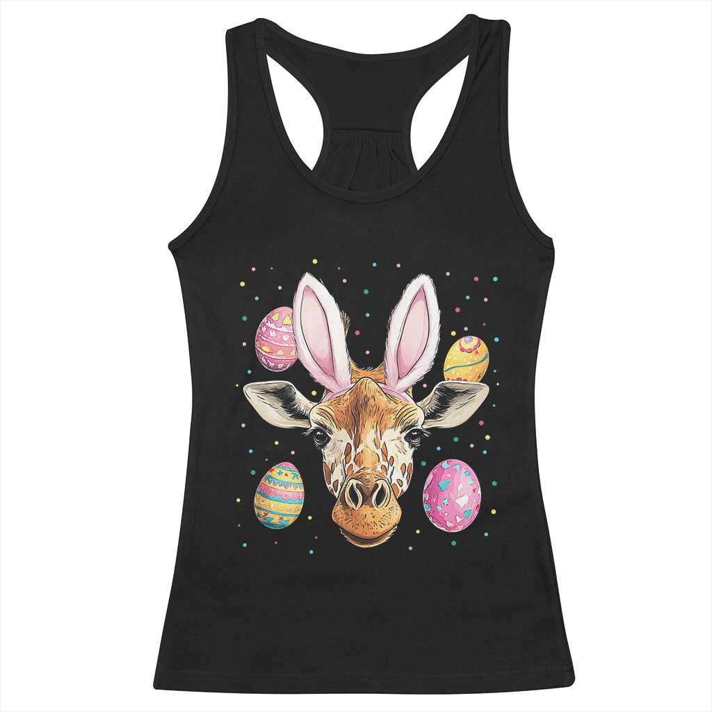 Funny Giraffe Bunny Racerback Tank Top Happy Easter Day Sunday TS02 Black Print Your Wear