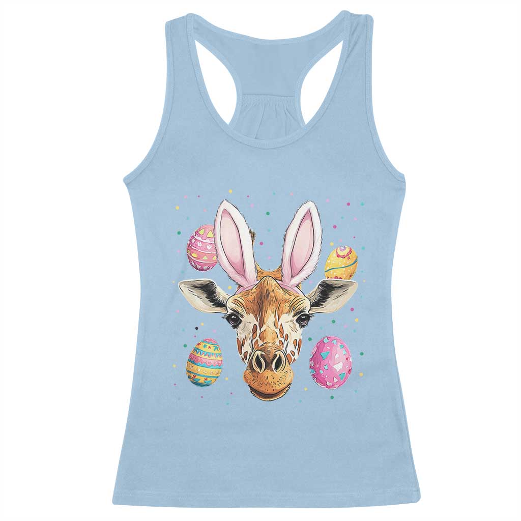 Funny Giraffe Bunny Racerback Tank Top Happy Easter Day Sunday TS02 Light Blue Print Your Wear