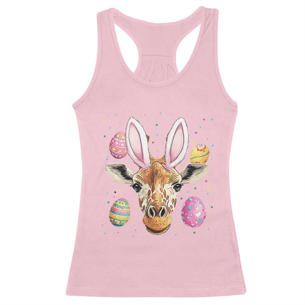 Funny Giraffe Bunny Racerback Tank Top Happy Easter Day Sunday TS02 Light Pink Print Your Wear