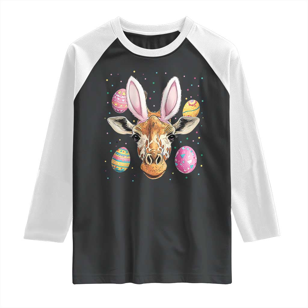 Funny Giraffe Bunny Raglan Shirt Happy Easter Day Sunday TS02 Black White Print Your Wear