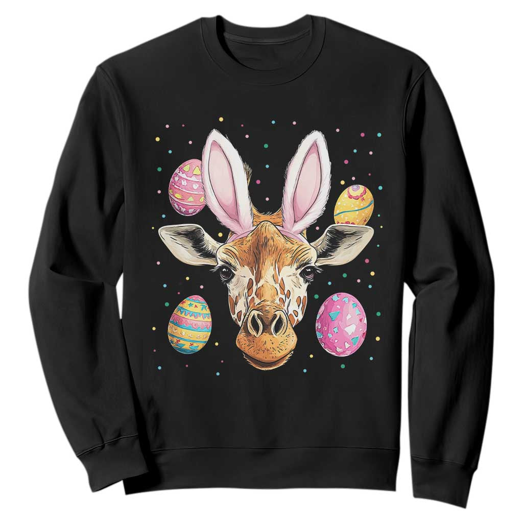Funny Giraffe Bunny Sweatshirt Happy Easter Day Sunday TS02 Black Print Your Wear