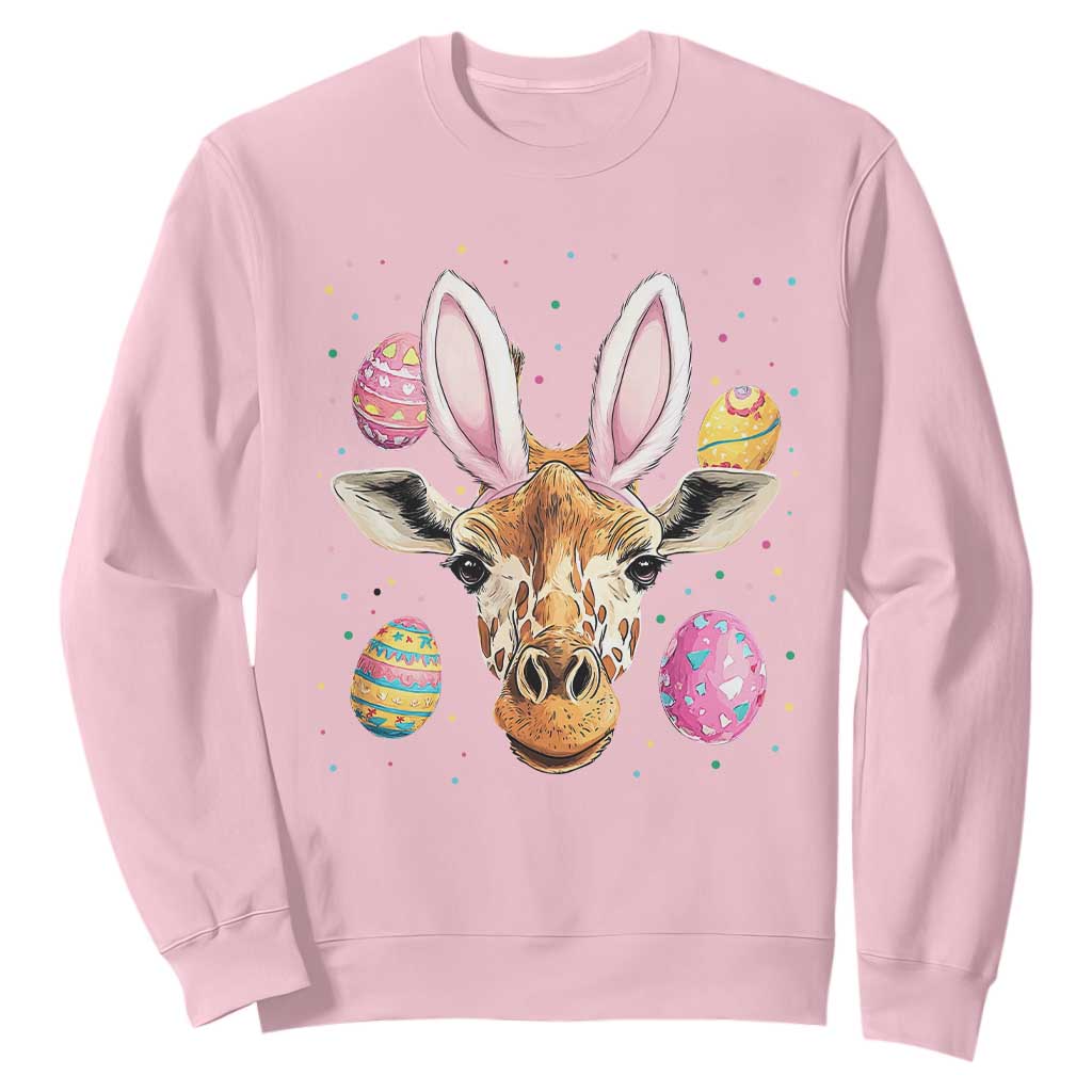 Funny Giraffe Bunny Sweatshirt Happy Easter Day Sunday TS02 Light Pink Print Your Wear