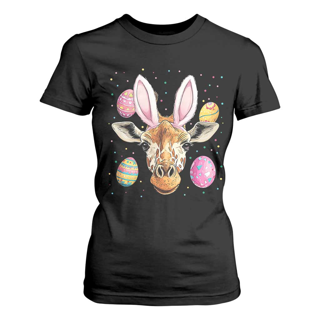 Funny Giraffe Bunny T Shirt For Women Happy Easter Day Sunday TS02 Black Print Your Wear
