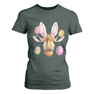 Funny Giraffe Bunny T Shirt For Women Happy Easter Day Sunday TS02 Dark Forest Green Print Your Wear
