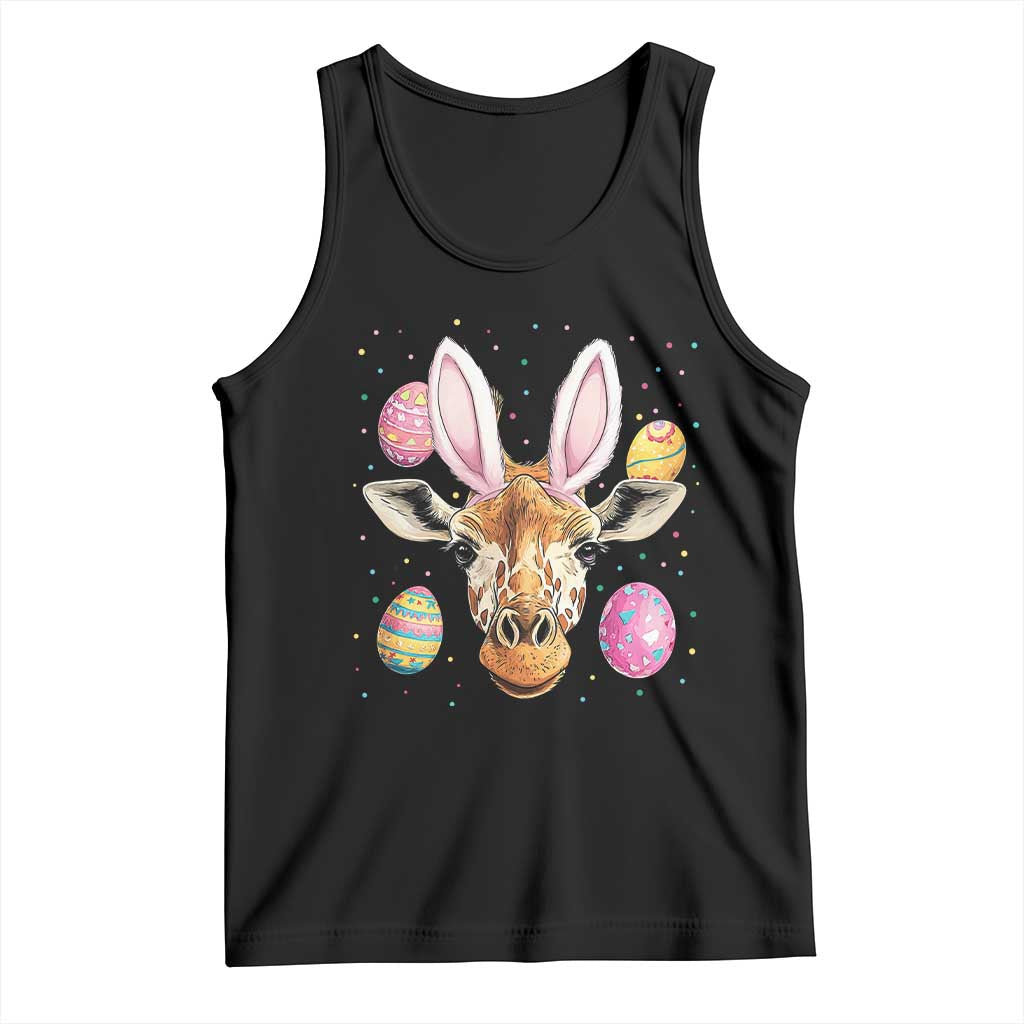 Funny Giraffe Bunny Tank Top Happy Easter Day Sunday TS02 Black Print Your Wear