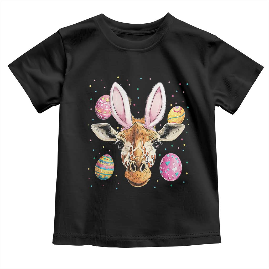 Funny Giraffe Bunny Toddler T Shirt Happy Easter Day Sunday TS02 Black Print Your Wear